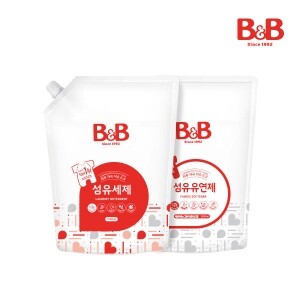 비앤비 섬유세제1500ml(캡리필)+섬유유연제(베르가못)1500ml(캡리필)