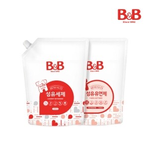 비앤비 섬유세제1500ml(캡리필)+섬유유연제(자스민)1500ml(캡리필)