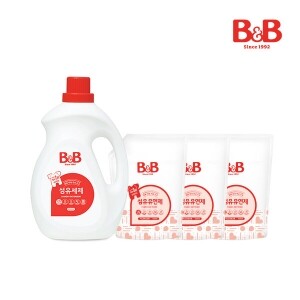 [공식몰단독] 비앤비 섬유세제 3000ml 대용량+섬유유연제(자스민)1500ml(캡리필)X3개