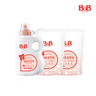 [리뉴얼]비앤비 섬유유연제(자스민&로즈향) 1500ml(용기)+섬유유연제 1500ml(리필)X2개