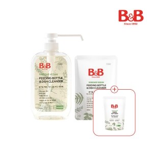 [유연제800ml증정] 비앤비 비건젖병&식기세정제600ml(용기)+500ml(리필)