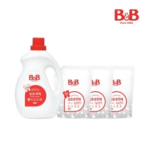 [공식몰단독] 비앤비 섬유세제 3000ml 대용량+섬유유연제(베르가못)1500ml(리필)X3개