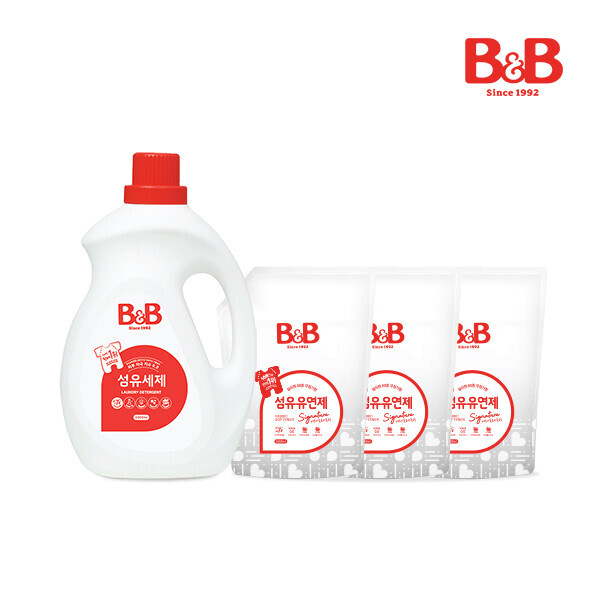 메디앙스 공식몰 아이맘,[공식몰단독] 비앤비 섬유세제 3000ml 대용량+섬유유연제(베르가못)1500ml(리필)X3개