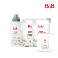 [800ml리필증정] 비앤비 비건섬유세제1500ml(용기)+1500ml(리필)X2개