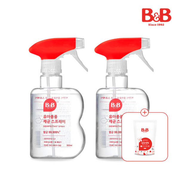 메디앙스 공식몰 아이맘,[섬유세제증정] 비앤비 유아용품 제균스프레이 300ml(용기)X2개입