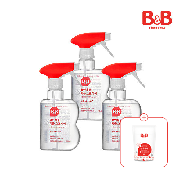 메디앙스 공식몰 아이맘,[800ml섬유세제증정] 비앤비 유아용품 제균스프레이 300ml(용기)X3개입