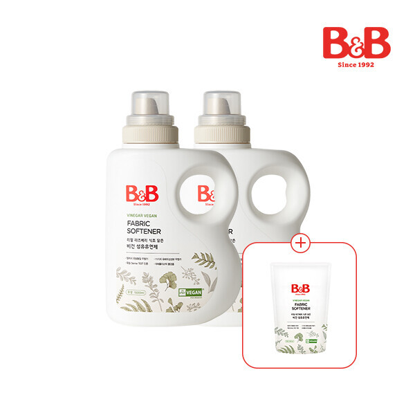 메디앙스 공식몰 아이맘,[800ml세제증정] 비앤비 비건 섬유유연제 1500ml(용기) X 2개입