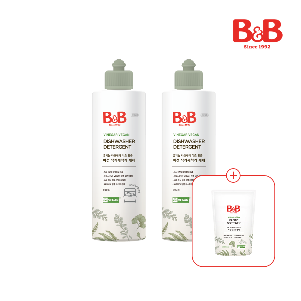 메디앙스 공식몰 아이맘,비앤비 비건 식기세척기 세제 500ml(용기)X2개입