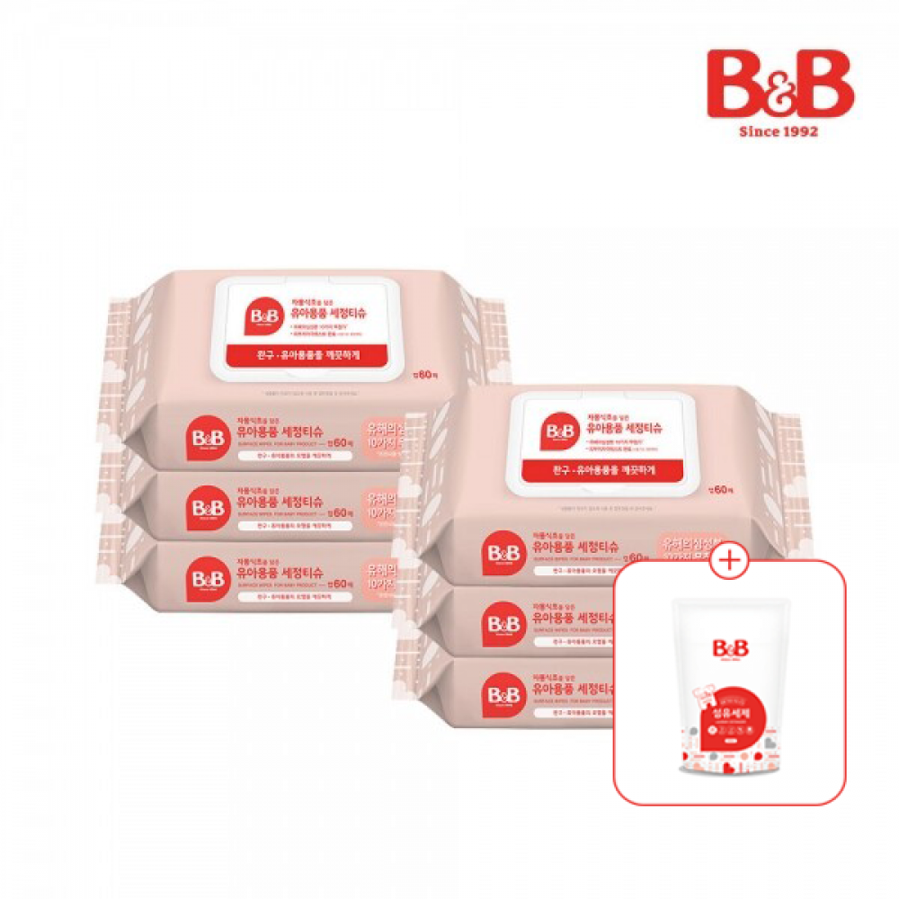 메디앙스 공식몰 아이맘,[800ml세제증정] 비앤비 자몽식초를담은 유아용품 세정티슈 60매*6팩
